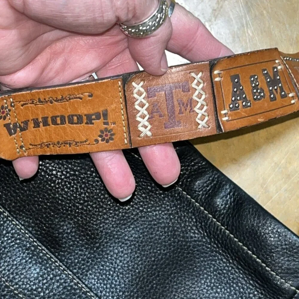 FOSSIL Texas A&M Over Shoulder Dark Brown Leather HandBag Purse Gig’em Whoop! - Picture 5 of 15